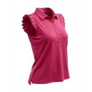 Sigrid Olsen Women’s Pink Ruffle Sleeve Golf Tennis Polo Top XL Sleeveless